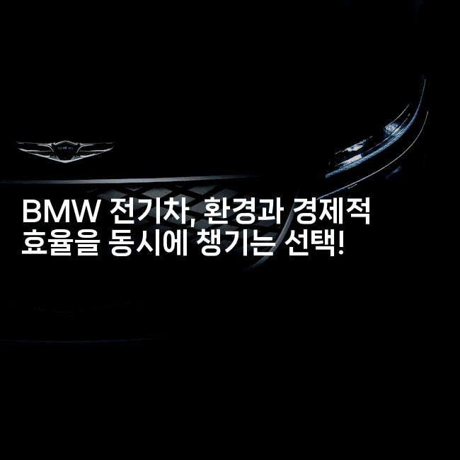 BMW 전기차, 환경과 경제적 효율을 동시에 챙기는 선택!